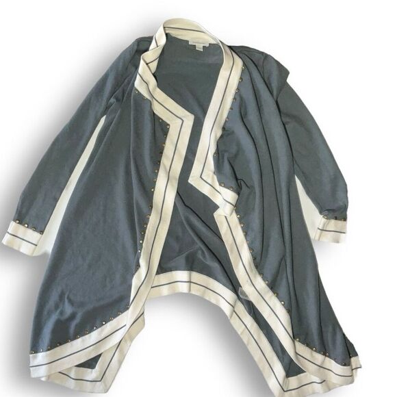 Boston Proper Women's Asymmetrical Studded Cardigan‎ Duster Multicolor One Size - Picture 3 of 7
